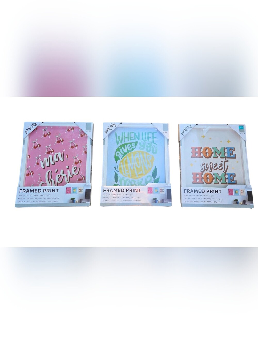 Pink Sky - Set of 3-11x14 Framed Prints. They're Interchangable!
